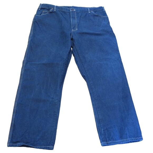 DICKIES Carpenter Jeans Relaxed Fit Size 42x30 Men Blue Dark Wash Tool Pockets - Picture 1 of 9